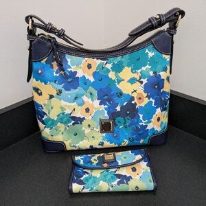 Dooney & Burke Floral Blue and Green Women's Bag Set